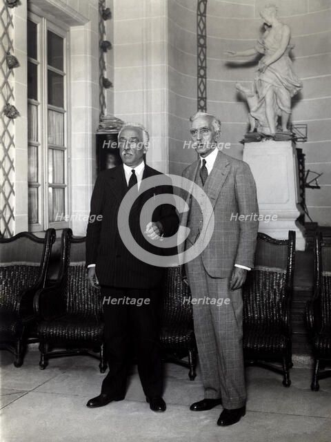 Francesc Macia, president of the Generalitat de Catalonia, with Manuel Azaña president of the Spa…
