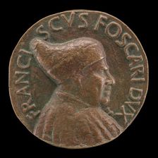 Francesco Foscari, c. 1374-1457, Doge of Venice 1423 [obverse], probably c. 1457. Creator: Antonio di Marco Gambello