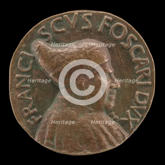 Francesco Foscari, c. 1374-1457, Doge of Venice 1423 [obverse], probably c. 1457. Creator: Antonio di Marco Gambello.