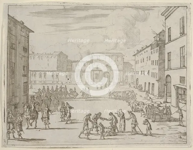 Francesco I d'Este Assists His Subjects with Great Generosity During the Great Famine of 1..., 1659. Creator: Bartolomeo Fenice.