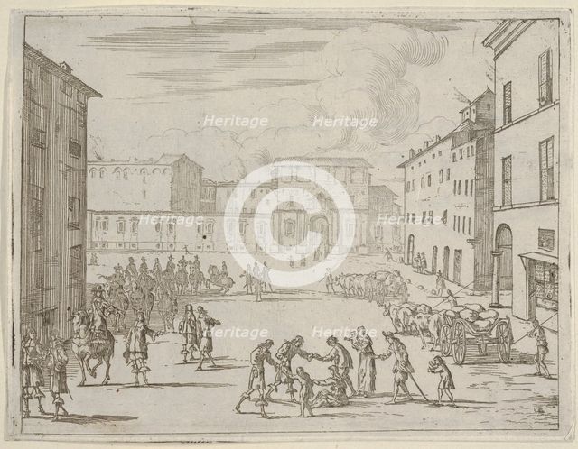 Francesco I d'Este Assists His Subjects with Great Generosity During the Great Famine of 1..., 1659. Creator: Bartolomeo Fenice.