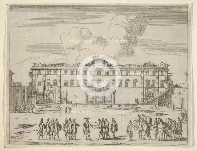 Francesco I d'Este Builds the Palazzo di Sassuolo, from L'Idea di un Principe ed Eroe Cris..., 1659. Creator: Bartolomeo Fenice.