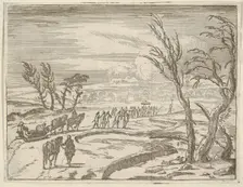 Francesco I d'Este, Despite his Discomfort, Displays his Piety While Traveling in the Snow..., 1659. Creator: Bartolomeo Fenice