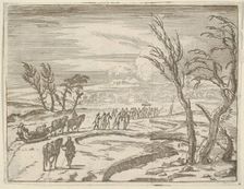 Francesco I d'Este, Despite his Discomfort, Displays his Piety While Traveling in the Snow..., 1659. Creator: Bartolomeo Fenice