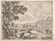 Francesco I d'Este Drives Troops Back Outside of Reggiano, from L'Idea di un Principe ed E..., 1659. Creator: Bartolomeo Fenice
