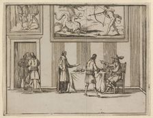 Francesco I d'Este Instructing for Alms to be Given to the Poor, from L'Idea di un Princip..., 1659. Creator: Bartolomeo Fenice