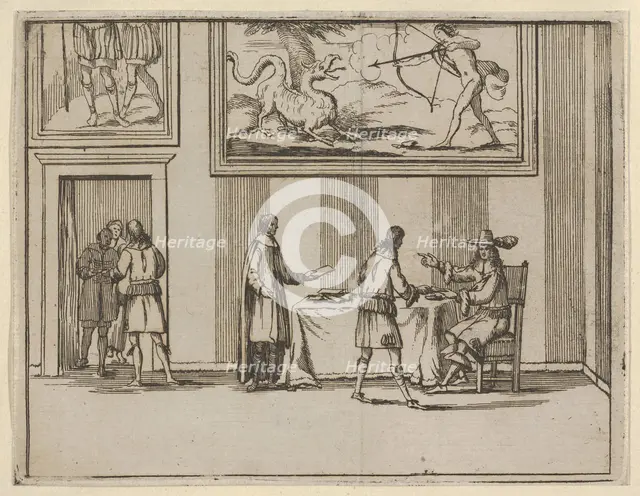 Francesco I d'Este Instructing for Alms to be Given to the Poor, from L'Idea di un Princip..., 1659. Creator: Bartolomeo Fenice.