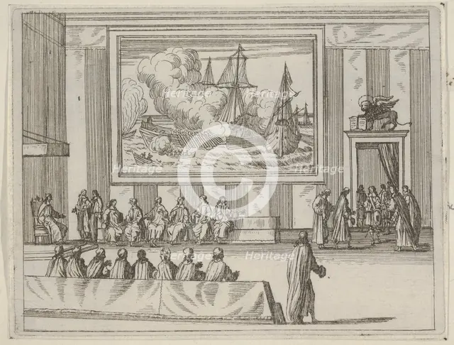 Francesco I d'Este Presents Himself with Warmth and Humility with Representatives of the R..., 1659. Creator: Bartolomeo Fenice.
