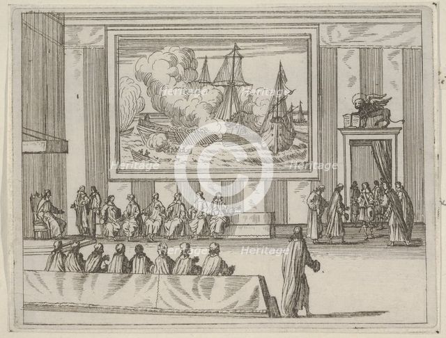 Francesco I d'Este Presents Himself with Warmth and Humility with Representatives of the R..., 1659. Creator: Bartolomeo Fenice.