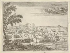 Francesco I d'Este Sets Out for the Siege of Cremona, Crosses the Trench Between Himself a..., 1659. Creator: Bartolomeo Fenice