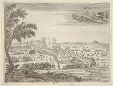 Francesco I d'Este Sets Out for the Siege of Cremona, Crosses the Trench Between Himself a..., 1659. Creator: Bartolomeo Fenice
