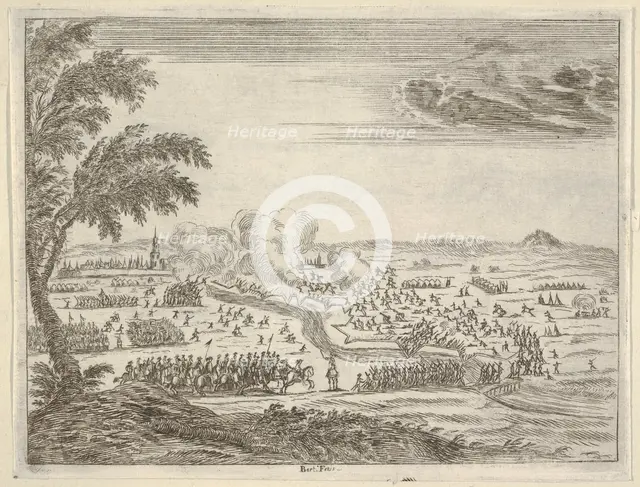 Francesco I d'Este Sets Out for the Siege of Cremona, Crosses the Trench Between Himself a..., 1659. Creator: Bartolomeo Fenice.