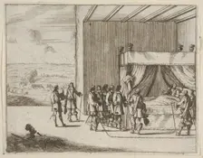 Francesco I d'Este, Wounded in Battle, Continues to Orchestrate the Siege of Pavia, from L..., 1659. Creator: Bartolomeo Fenice
