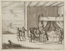 Francesco I d'Este, Wounded in Battle, Continues to Orchestrate the Siege of Pavia, from L..., 1659. Creator: Bartolomeo Fenice