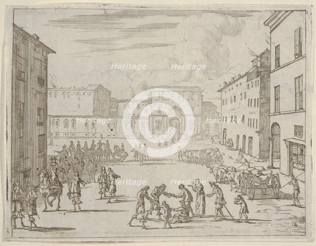 Francesco I d'Este Assists His Subjects with Great Generosity During the Great Famine of 1..., 1659. Creator: Bartolomeo Fenice.