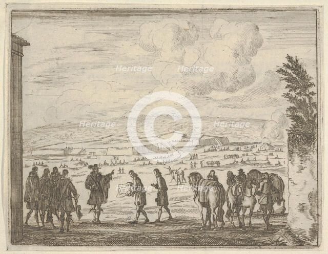 Francesco I d'Este Builds the Fortresses of Modena for the Security of his People, from L'..., 1659. Creator: Bartolomeo Fenice.