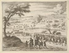 Francesco I d'Este Freely Crosses the Po and Takes Up his Sword Against Troops in the Viny..., 1659. Creators: Bartolomeo Fenice, Jean Sauve