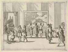 Francesco I d'Este Invites Foreign Scholars to Court, from L'Idea di un Principe ed Eroe C..., 1659. Creator: Bartolomeo Fenice