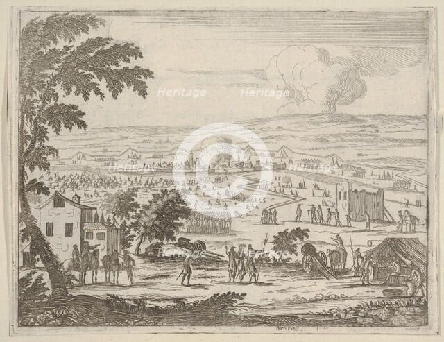 Francesco I d'Este Suffers the Mortal Blow of a Bullet While Under Pavia and Retreats into..., 1659. Creator: Bartolomeo Fenice.