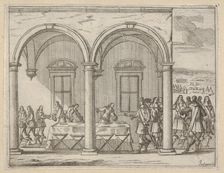 Francesco I d'Este Sustains Himself While on His War Campaign, from L'Idea di un Principe ..., 1659. Creators: Bartolomeo Fenice, Jean Sauve