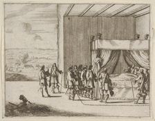 Francesco I d'Este, Wounded in Battle, Continues to Orchestrate the Siege of Pavia, from L..., 1659. Creator: Bartolomeo Fenice