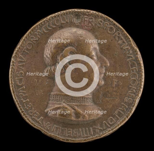 Francesco I Sforza, 1401-1466, 4th Duke of Milan 1450 [obverse], 1456. Creator: Gianfrancesco Enzola.