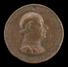 Francesco I Sforza, 1401-1466, 4th Duke of Milan 1450 [obverse], 1456. Creator: Gianfrancesco Enzola