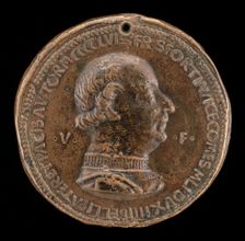 Francesco I Sforza, 1401-1466, 4th Duke of Milan 1450 [obverse], 1459. Creator: Gianfrancesco Enzola