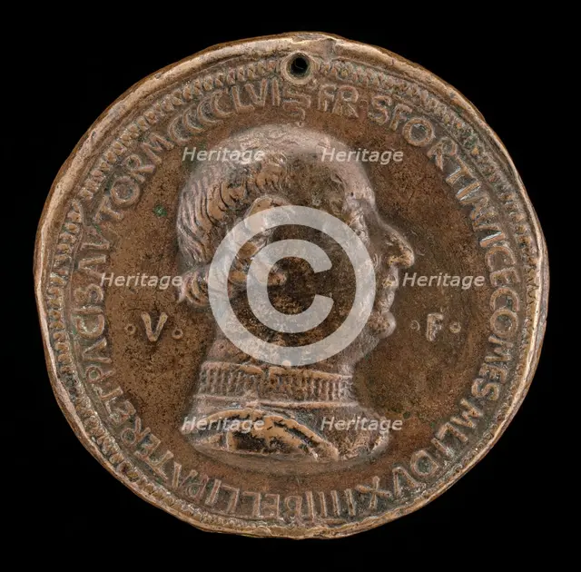 Francesco I Sforza, 1401-1466, 4th Duke of Milan 1450 [obverse], 1459. Creator: Gianfrancesco Enzola.