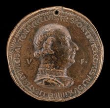 Francesco I Sforza, 1401-1466, 4th Duke of Milan 1450 [obverse], 1459. Creator: Gianfrancesco Enzola