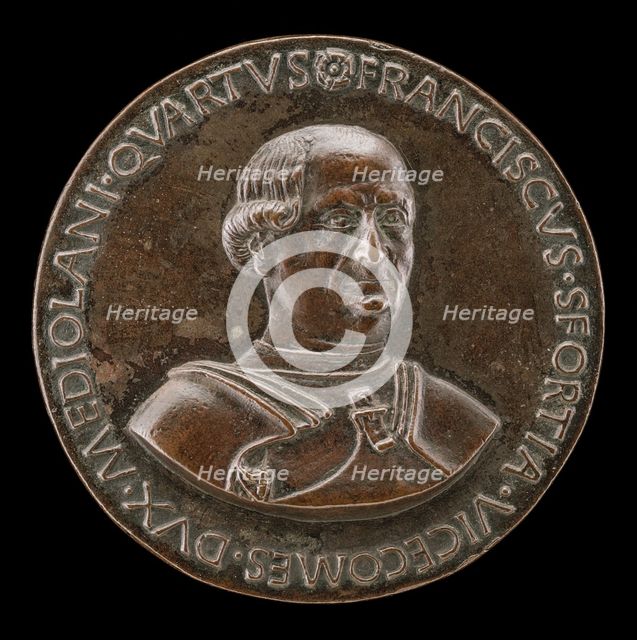 Francesco I Sforza, 1401-1466, 4th Duke of Milan 1450 [obverse], c. 1466. Creator: Sperandio Savelli.