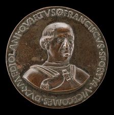 Francesco I Sforza, 1401-1466, 4th Duke of Milan 1450 [obverse], c. 1466. Creator: Sperandio Savelli