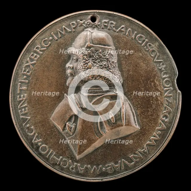 Francesco II Gonzaga, 1466-1519, 4th Marquess of Mantua 1484 [obverse], c. 1495. Creator: Sperandio Savelli.