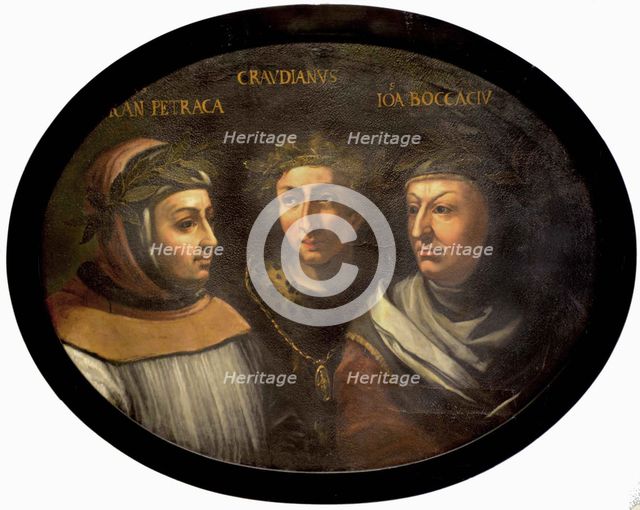 Francesco Petrarca, Claudius Claudian and Giovanni Boccaccio, 16th century.