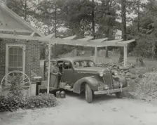 Frances B. Johnston at the Wheel Inn, Morganton, N.C., 1938. Creator: Frances Benjamin Johnston