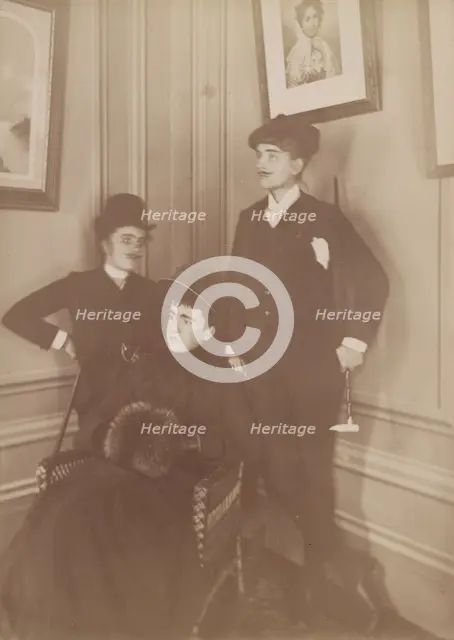 Frances Benjamin Johnston, full lgth., standing, in costume, wearing mustache..., c1890 - 1900. Creator: Frances Benjamin Johnston.
