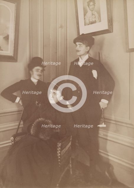 Frances Benjamin Johnston, full lgth., standing, in costume, wearing mustache..., c1890 - 1900. Creator: Frances Benjamin Johnston.