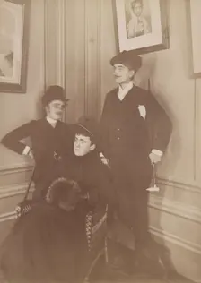 Frances Benjamin Johnston, full lgth., standing, in costume, wearing mustache..., c1890 - 1900. Creator: Frances Benjamin Johnston