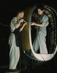 Frances Eggleston, aged 23, came from Oklahoma...Consolidated Aircraft Corp., Fort Worth, TX, 1942. Creator: Howard Hollem