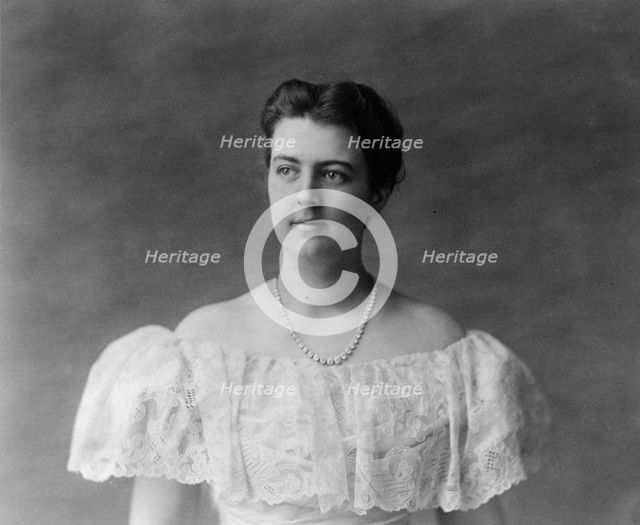 Frances F. Cleveland, head-and-shoulders portrait, facing left, c1897. Creator: Frances Benjamin Johnston.