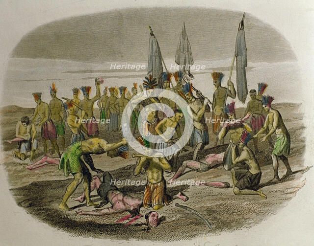 Franciscan missionaries killed, dismembered and devoured by the Carib Indians, to whom they tried…