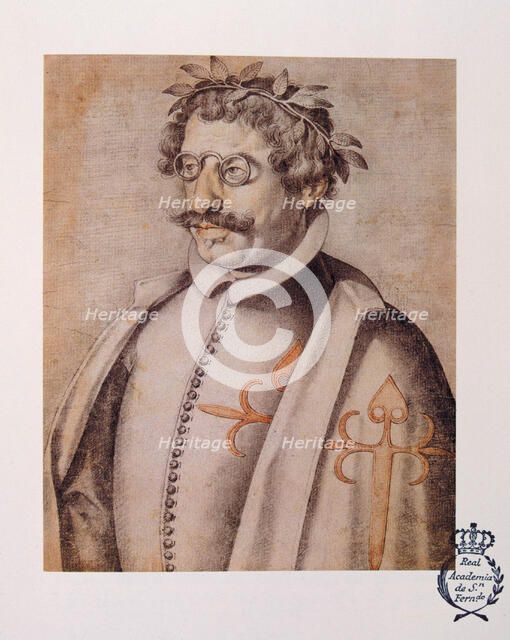 Francisco de Quevedo y Villegas (1580-1645), Spanish writer, portrait in the 'Book of description…