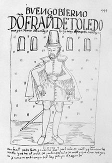 Francisco de Toledo, Viceroy of Peru (1568-1581), illustration appeared in the work Nueva Crónic…