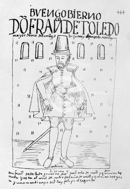 Francisco de Toledo, Viceroy of Peru (1568-1581), illustration appeared in the work 'Nueva Crónic…