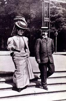 Francisco Ferrer Guardia (1859-1909), Catalan politician and pedagogue, walking with a friend