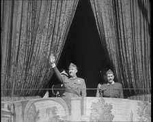 Francisco Franco Saluting Spanish Troops, 1930s. Creator: British Pathe Ltd