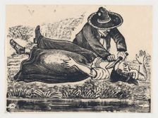 Francisco Guerrero, the waistcoat maker and cut throat, murdering a woman, ca. 19..., ca. 1905-1910. Creator: José Guadalupe Posada