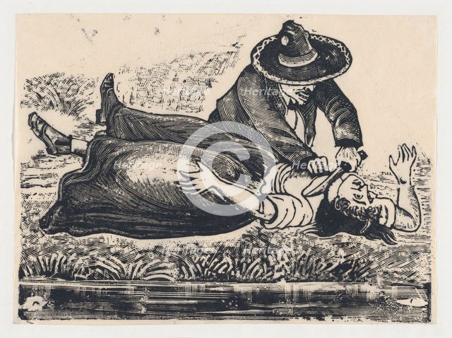Francisco Guerrero, the waistcoat maker and cut throat, murdering a woman, ca. 19..., ca. 1905-1910. Creator: José Guadalupe Posada.