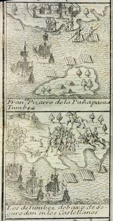 Francisco Pizarro of Puña arrives to Tumbez Pizarro arrived with 180 men and three ships to Tum…