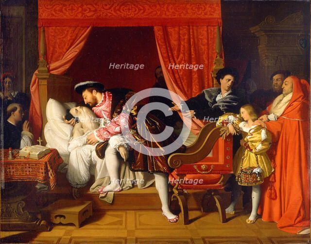 Francis I Receives the Last Breaths of Leonardo da Vinci. Artist: Ingres, Jean Auguste Dominique (1780-1867)